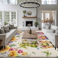 thumbnail image 3 of Watercolor Floral Gnomes Area Rugs 8'x10', Washable Small Throw Rugs for Living Room Patio, Spring Garden Butterflies Beige Indoor Outdoor Rug Non-Slip Low Pile Carpet Runner Reversible Floor Mats, 3 of 8