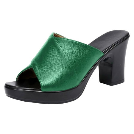 

Women S Sandals Wide Width Ladies Summer Fashion Thick Heel High Heel Solid Colour Anti Outside Wear Open Toe Large Size Sandals