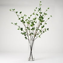 D & W Silks Real Touch Cherry Leaf Branches in Glass Vase