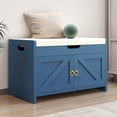 thumbnail image 2 of Craftian Shoe Bench with Storage Cabinets, Entryway Storage Bench Shoe Rack Organizer Unit , Blue, 2 of 10