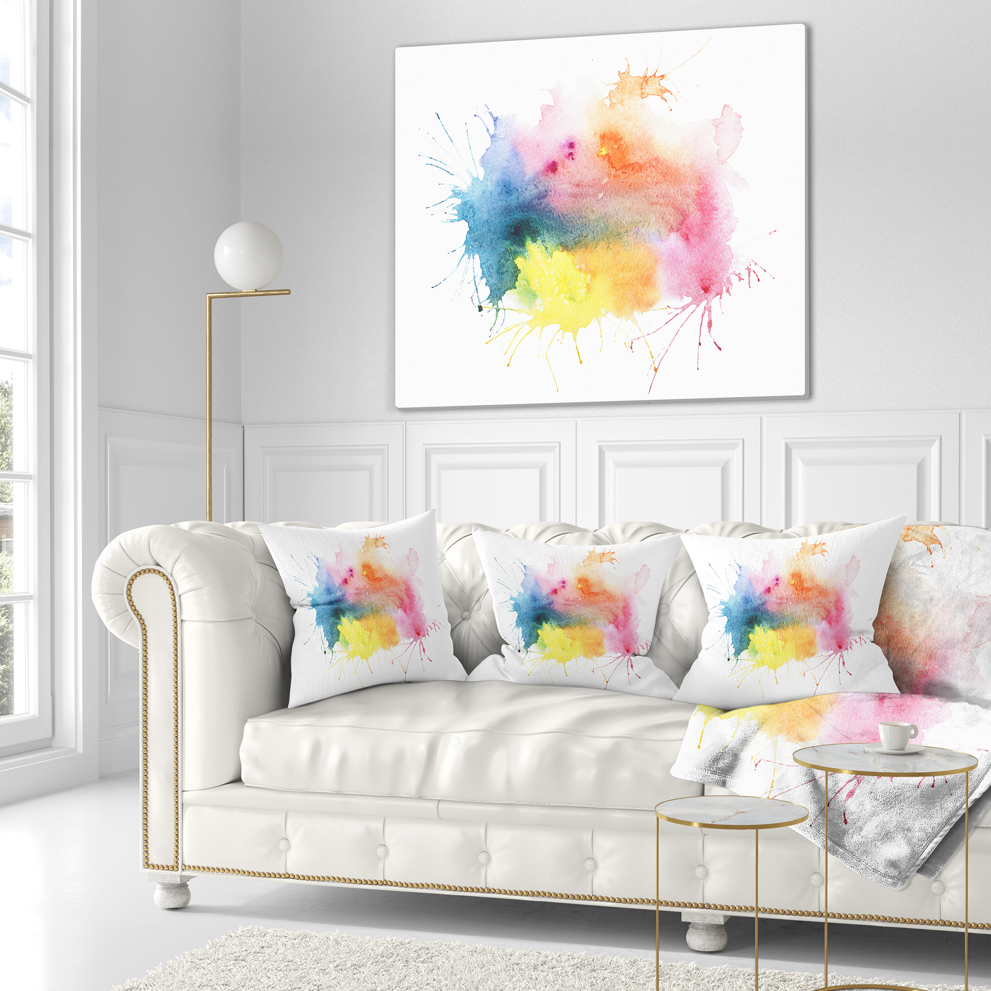 Designart Abstract Blots Aquarelle Art - Abstract Throw Pillow - 18x18