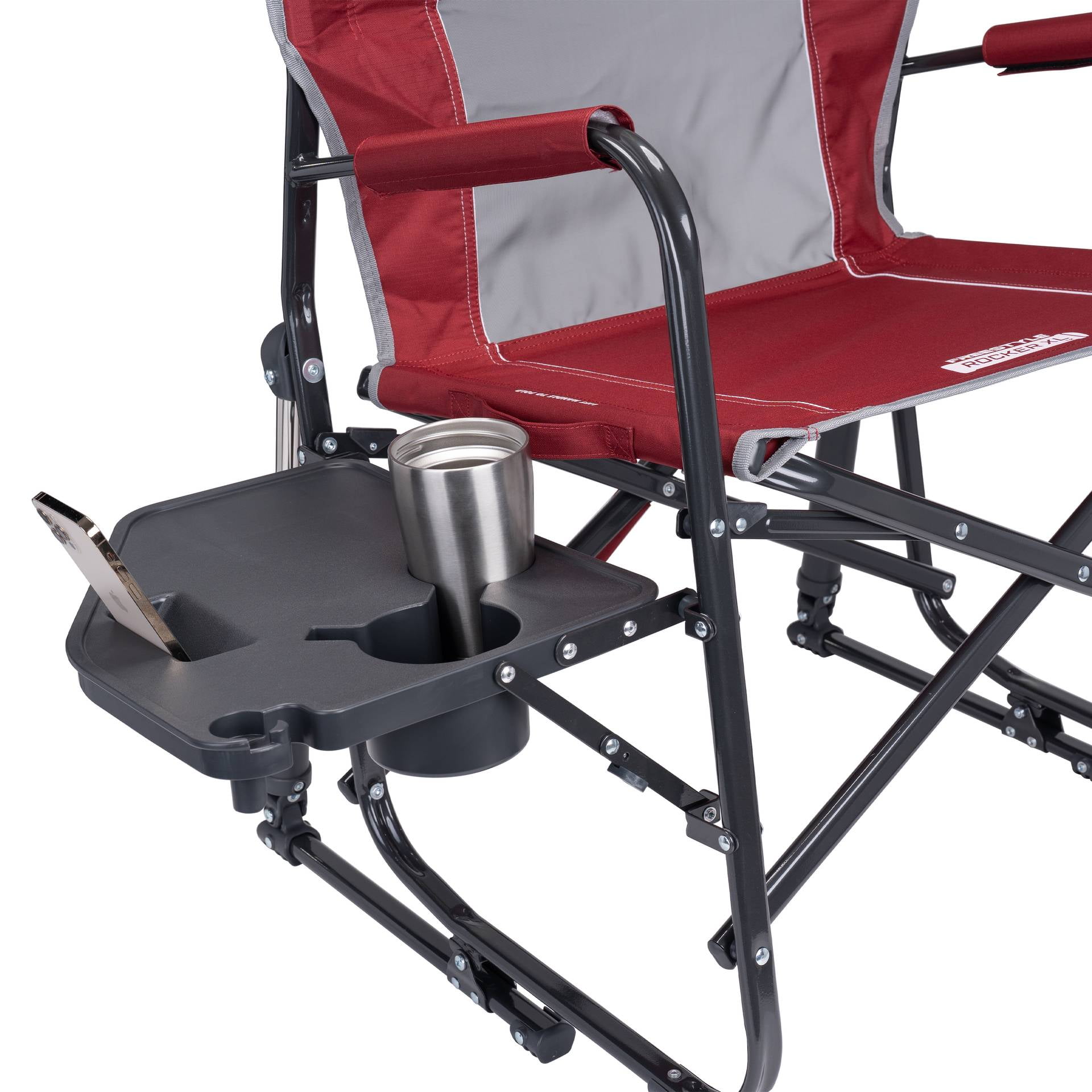GCI Outdoor Freestyle Rocker XL with Side Table Oversized Rocking Camp Chair, Cinnamon