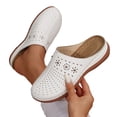 thumbnail image 2 of Commforr Sandales de Marche pour Femmes Sandales à Plateforme Compensée Sandales pour Femmes Sabots à Bout Fermé pour Femmes Mules à Enfiler : Mule et Sabot Confortables pour Femmes avec Motif Floral Sculpté Blanc 8.5, 2 of 6