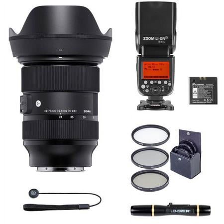 UPC: 0192223149472 | 24-70mm F2.8 DG DN Art Lens for Sony E  Bundle with Flashpoint Zoom R2 TTL On-Camera Flash Speedlight  82mm Filter Kit  Lens Cleaner  Lens Cap Tether