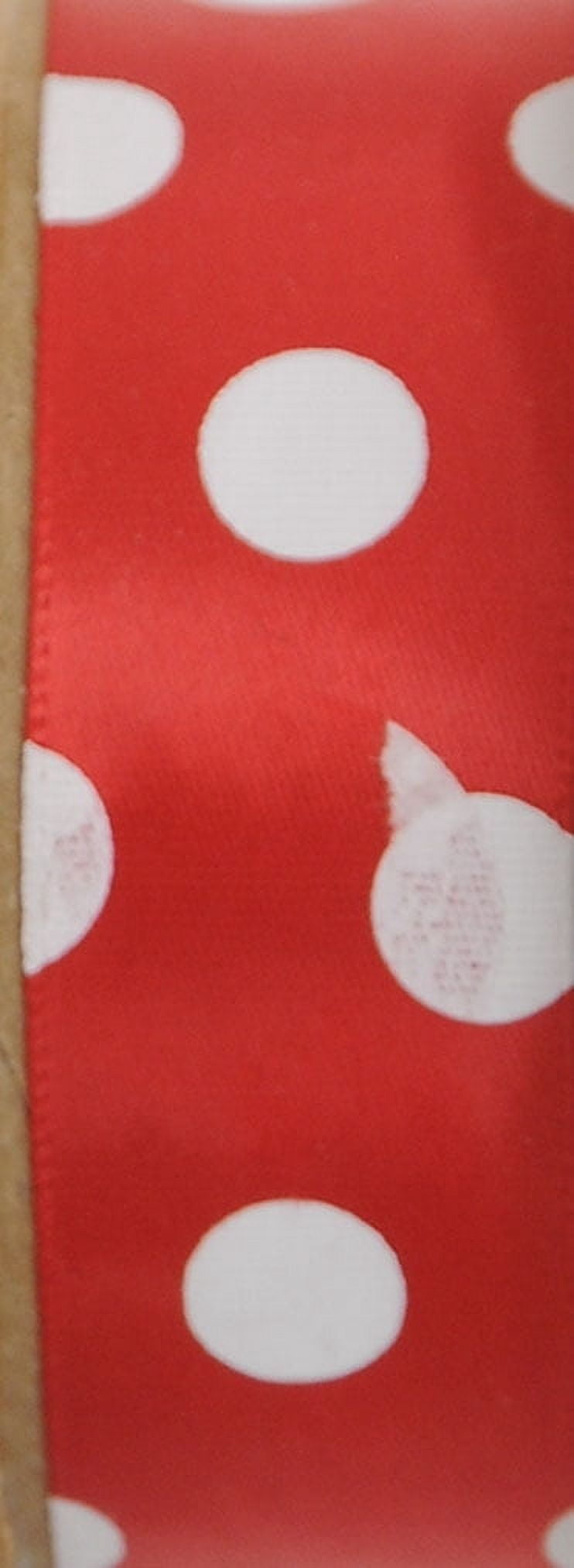 (3 pack) Offray Ribbon, Red with Polka Dot 7/8 inch Single Face Satin Polyester Ribbon, 9 feet