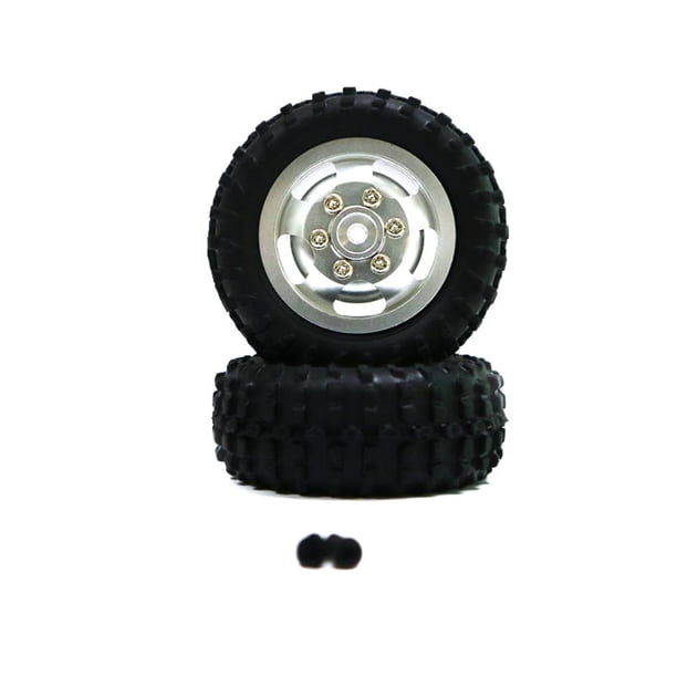 Vogacara Llantas de plástico 1/10, pieza de mejora RC, 2 piezas, llantas de rueda Rc resistentes al desgaste, neumático para WPL D12 RC, pieza Kits de construcción modelo Plata