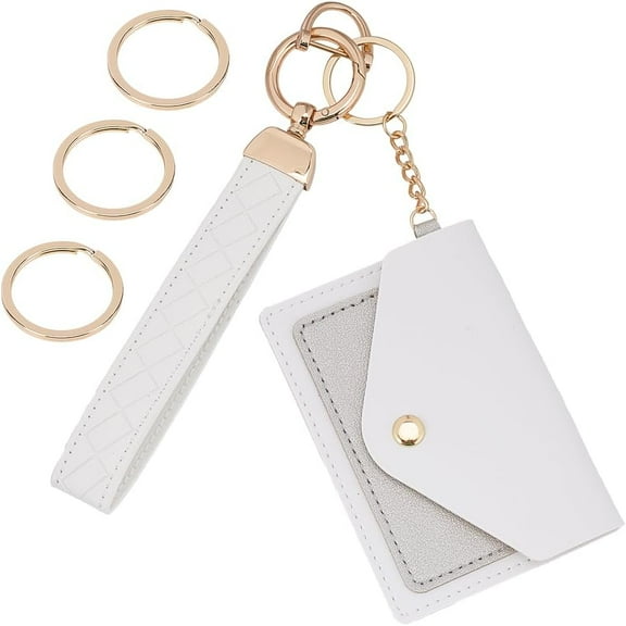 1set Leather Wristlet Keychain Wallet Keychain Wristlet Small Slim Credit Card Holder 1set