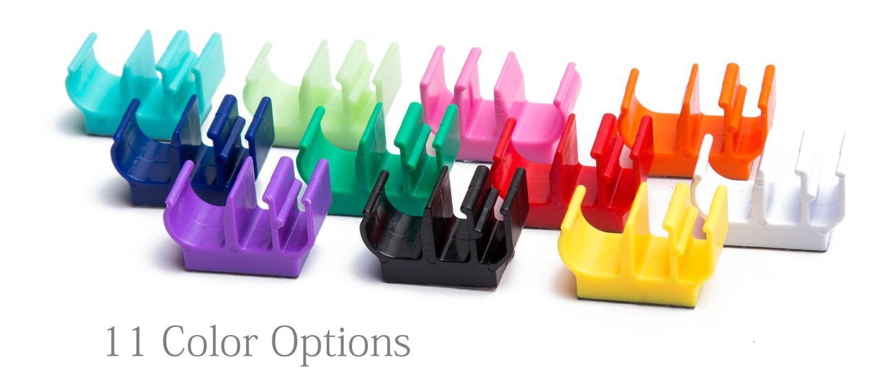 (20 Pk)FOSSA Black Self Adhesive Plastic Pencil Pen Marker Holder Adhesive Clip - Best Desktop Organizer and Pen Holder, Great for Kitchen, Craft Room, Etc.