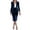 Navy, variant on ameIAEA Women Two Piece Suit Skirt Set Velvet Button Down Long Sleeve Blazer Skirts Business Work Outfits