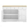 thumbnail image 4 of 47" Dual-Tone Minimalist Kitchen Buffet Cabinet - Arched Design White & Walnut Sideboard with Doors, Space-Saving Pantry Storage for Dining Room, 4 of 10