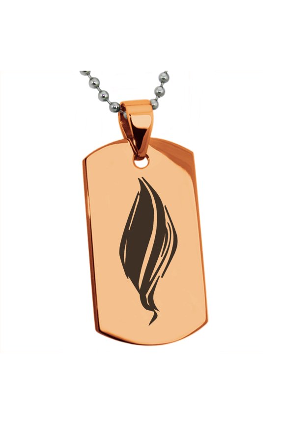 Stainless Steel Elemental Fire Nation Engraved Dog Tag Pendant Necklace