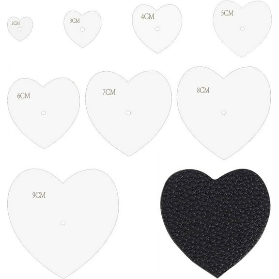 8 Pcs Acrylic Sashiko Stencils 8 Sizes Heart Stencils Heart Quilting Template Embroidery Tool Drawing Heart Stencils DIY