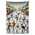 thumbnail image 2 of Ambesonne Cat Outdoor Tablecloth, Cheery Kitties Ice Skating Fun, 58"x120", Orange Brown Pale Blue, 2 of 2