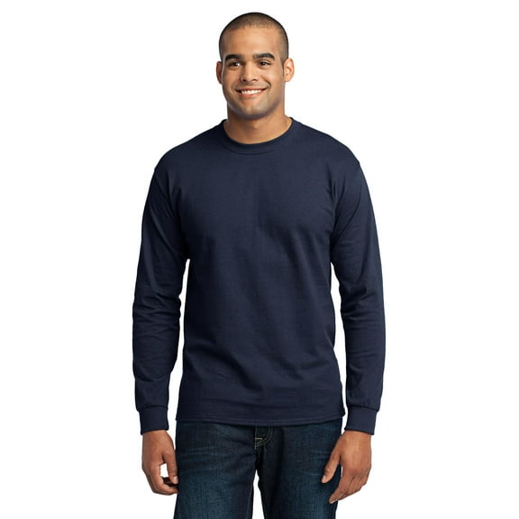 Port & Company Men's Tall Long Sleeve 50/50 Cotton/Poly T Shirt 2XLT Navy