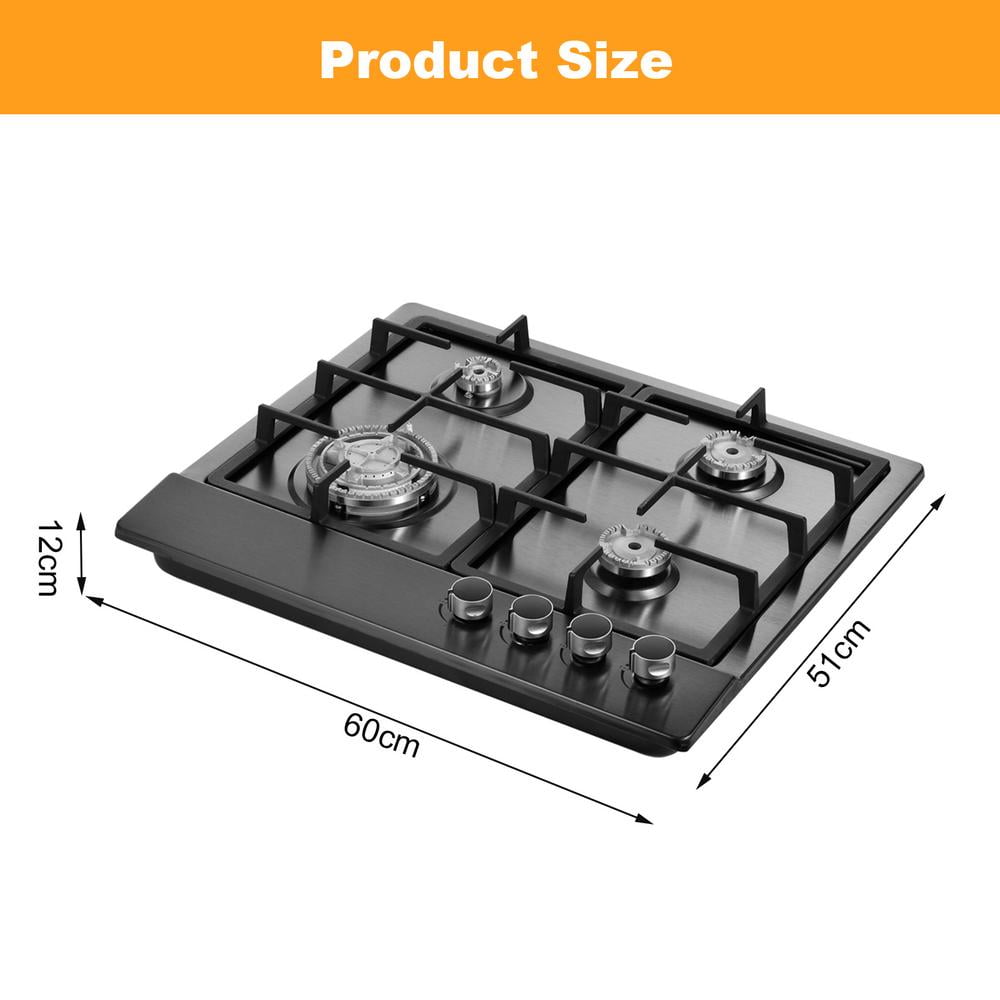 WAASOSCON Multi-Function Tabletop and Built-In Propane Stove, 2/4/5 Burner Stainless Steel Cooktop with Thermocouple Protection, and Anti-Scalding Knobs for Indoor Kitchen Cooking