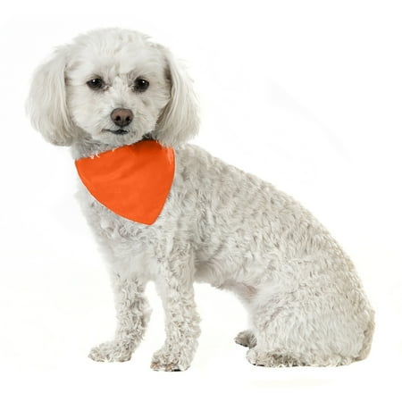 Solid Cotton 8 Pack Dog Bandana Triangle Bibs - Small and Medium Pets (Orange)