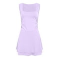 thumbnail image 5 of GEWSEY Womens Square Neck Party Dress Ruffle Hem Ruched Waist Short Mini Dresses Light Purple, XL, 5 of 6