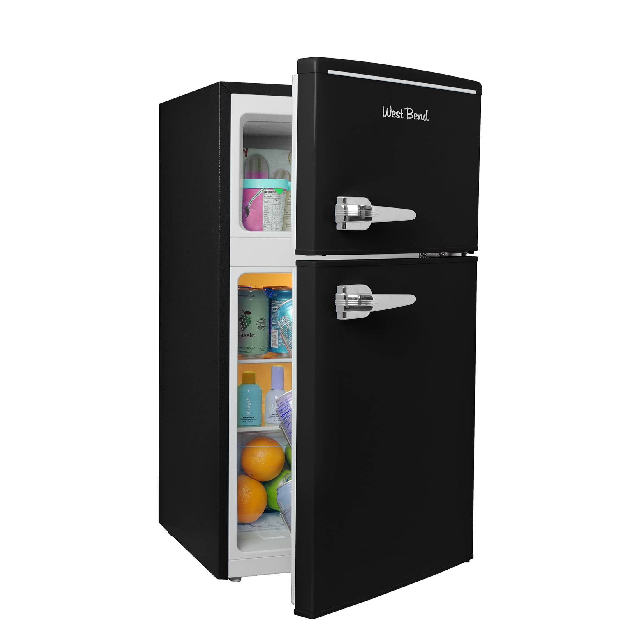 West Bend Retro Compact Refrigerator and Freezer, 3.1 cu. ft., in Black (WB0300RCR2XB)