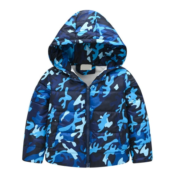 Mercatoo Toddler Boys Winter Hooded Print Thicken Warm Outwear Jacket Kids Girls Windproof Travel Coat Jacket 1 to 5 Years