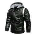 thumbnail image 1 of Veste de Moto en Cuir Homme Décontractée Mode Moto Cuir Hiver Fermeture Éclair Col Montant Veste Manteaux Veste en Cuir Homme Moto Veste de Moto Homme Veste en Cuir Homme, 1 of 3