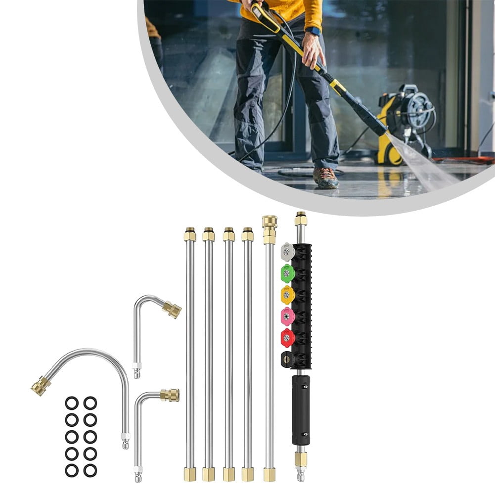 9FT Pressure Washer Extension Wand with 6 Nozzles for Gutter & Roof Cleaning