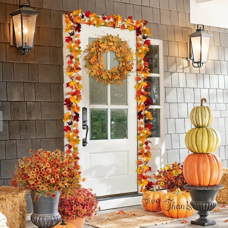 Scidweet 22 Inch Fall Wreath, Artificial Mixed Leaves photo 3