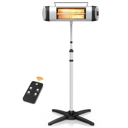 

DODOING 1500W Electric Patio Heater Infrared Outdoor Heater Timer Quiet Remote Standing IP65 Infrared Electric Heater For Garage Backyard
