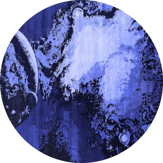 Ahgly Company Indoor Round Oriental Blue Industrial Area Rugs, 3' Round