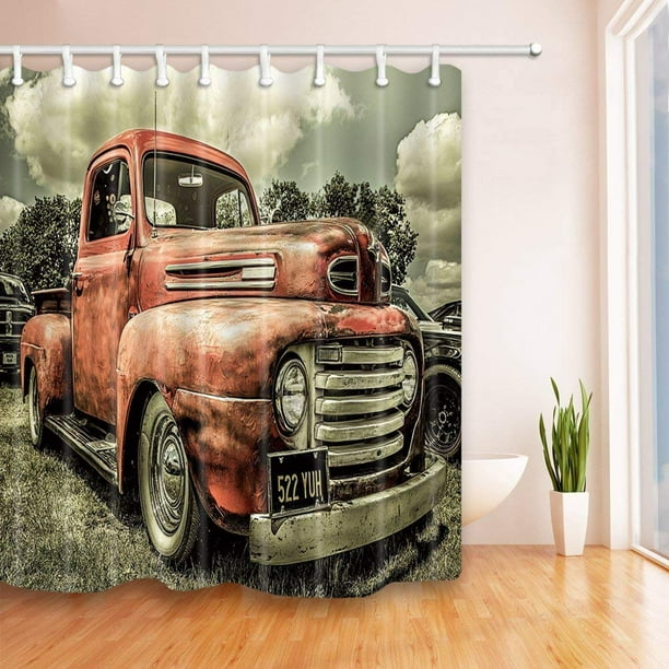 Op Custom The Old Truck Car, Vintage Truck Shower Curtain Hooks