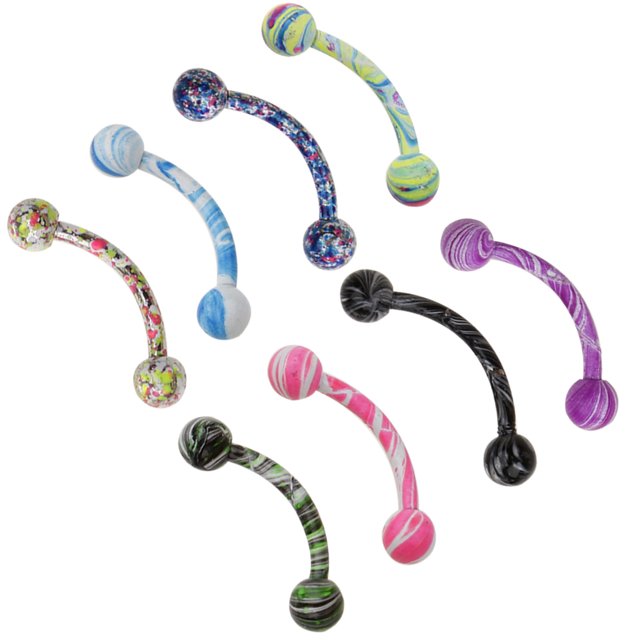 8 Unids Acero Inoxidable Curvo Barbell Ceja Banana Bar Piercing 16g Sunnimix Anillos de cejas curvados