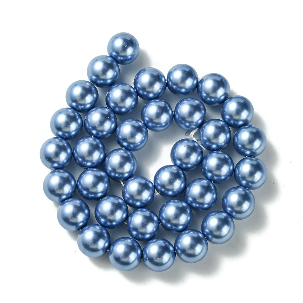 10Strand Eco-Friendly Glass Pearl Beads Strands Grade A Round Dyed Cotton Cord Threaded Cornflower Blue 12mm Hole: 1.2~1.5mm about 34pcs/strand 15.7 inch