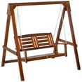 thumbnail image 1 of Outsunny Chaise Balançoire en Bois 2 Places avec Support pour Extérieur, Patio, 1 of 10