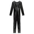 thumbnail image 6 of iixpin Women's Metallic Shiny Long Sleeve Back Zipper Jumpsuit One Piece Full Body Fitness Bodysuit Black M, 6 of 7