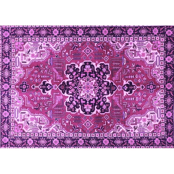 Ahgly Company Indoor Rectangle Medallion Purple Traditional Area Rugs, 2' x 3'