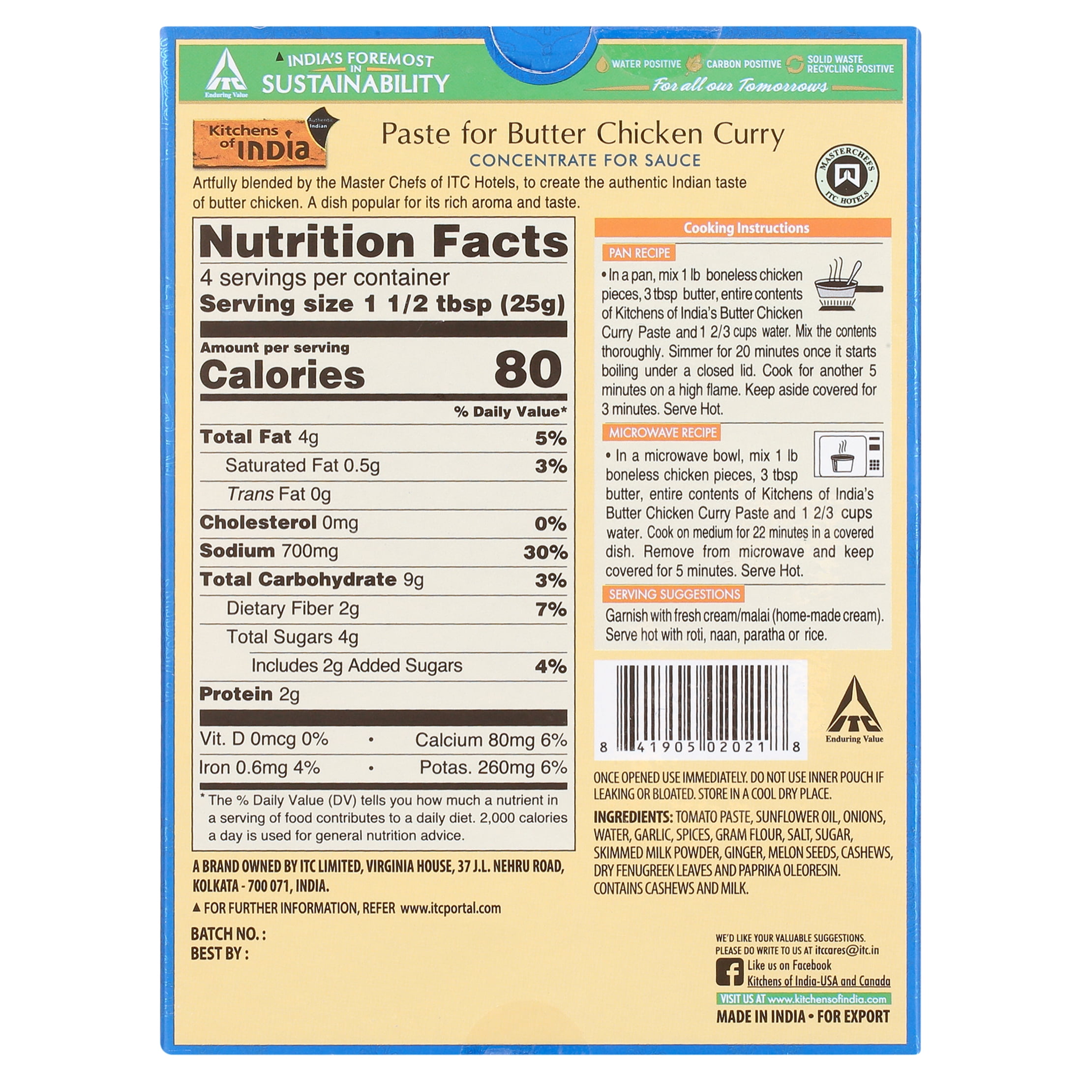 Kitchens of India Butter Chicken Curry Paste, 3.5 Oz
