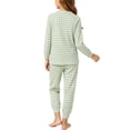 thumbnail image 4 of Mifsaly Two Piece Pajama Set for Girls Boys Plaid Print Long Sleeve Crewneck Pullover Tops and Jogger Pants Kids Lightweight Soft Casual Sleepwear, 4 of 6