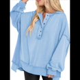 thumbnail image 2 of Sudadera para Mujer, Estilo Informal, de Larga, con Botones y Cuello Henley, Estilo Túnica, para Otoño. Azul XXL, 2 of 7