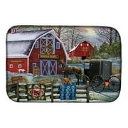 Carolines Treasures PTW2064DDM Christmas Holiday Quilt Shop Barn Dish Drying Mat 14 x 21" multicolor