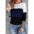 thumbnail image 3 of ABPHQTO Top de rayas de empalme con bloques de color azul con estilo para mujer, 3 of 5