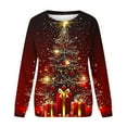 thumbnail image 4 of Black and Friday Clothing Sales Idoravan Womens Christmas Graphic Sweatshirts Women's Christmas Printed Round Neck Long Sleeved Top Loose Fitting Sweater Black XXXL, 4 of 4