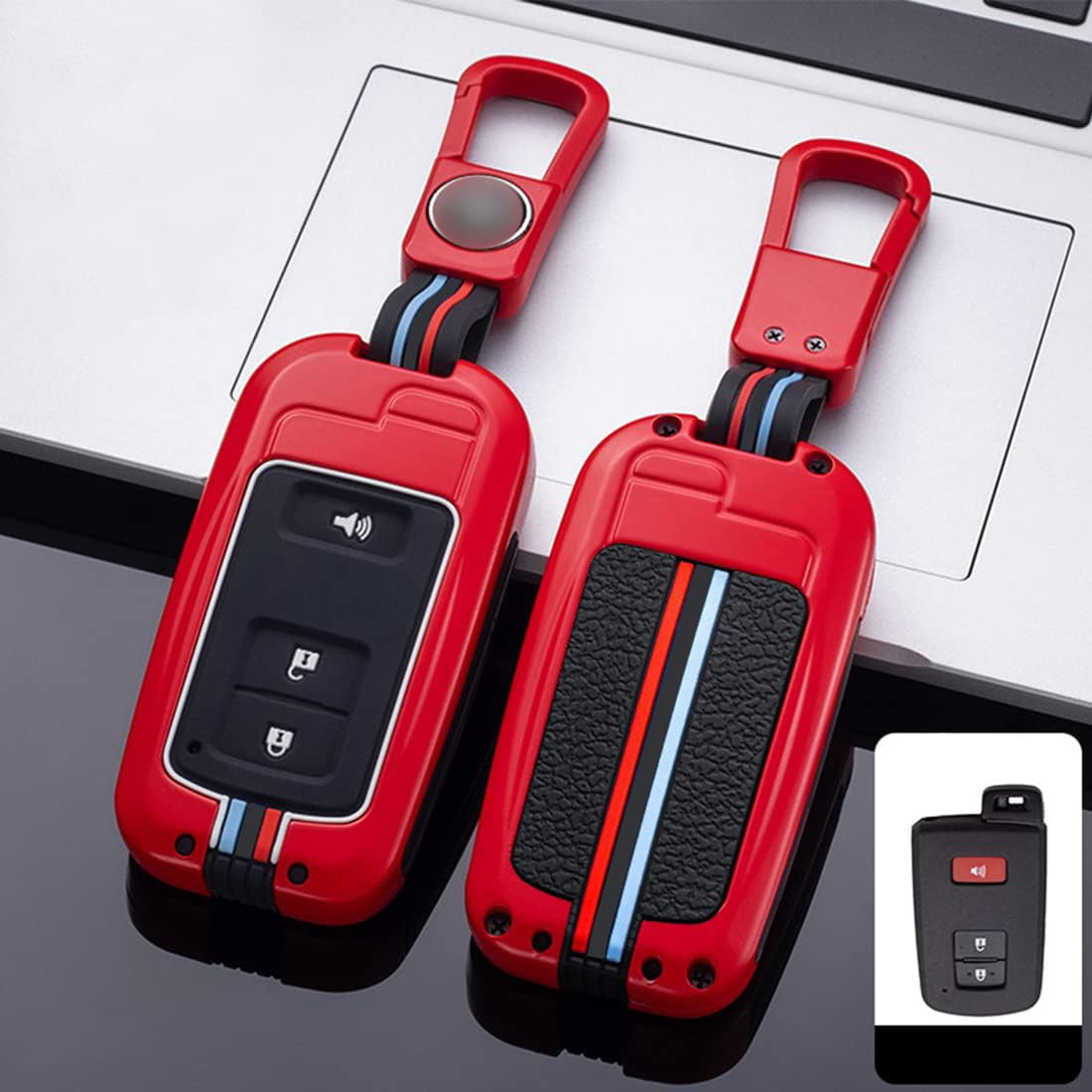Zinc Alloy Metal Smart Key Fob Cover Fit for Toyota Tacoma Sequoia Tundra 4Runner Highlander RAV4 Camry Corolla Avalon Case Protector Shell(3 Button