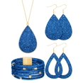 thumbnail image 1 of FOAHHU 4 Pieces Women's Glitter Jewelry Set Bridal Wedding Multi-Layer Bracelet Faux Leather Dangle Earrings Necklace（blue）, 1 of 6