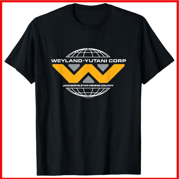 Alien: Romulus Weyland Yutani Corp Mining Colony Badge Black Cotton T-Shirt