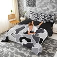 thumbnail image 4 of Manfei Camouflage Seashell Starfish Silhouette Bedding Comforter Set for Kids Boys and Girls, Black Gray King Bedding Sets, Black Reversible 7 Pieces, 4 of 6