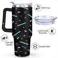 thumbnail image 3 of 40oz Abstract Geometric Pattern Stainless Steel Flip Straw Tumbler Spill Proof Travel Cup Double Wall Vacuum Insulated Coffee Mug with Top Handle, 3 of 6