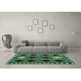 thumbnail image 3 of Ahgly Company Indoor Rectangle Abstract Turquoise Blue Modern Area Rugs, 8' x 12', 3 of 4