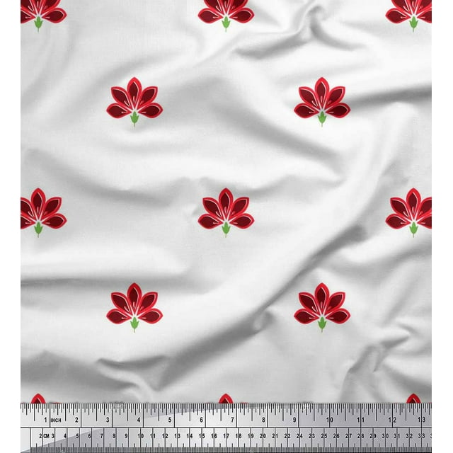 Soimoi Rayon Crepe Fabric Artistic Floral Decor Fabric Printed Yard 46 Inch Wide