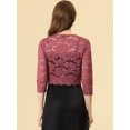 thumbnail image 4 of Cárdigan Toreras Top De Encaje Floral Transparente Man3/4 Elegante PaMujer Roempolvado Allegra K, 4 of 5