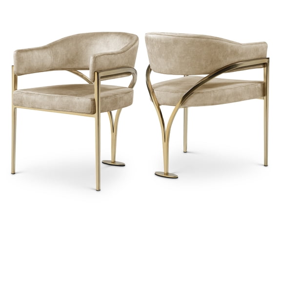 Meridian Furniture Madelyn Beige Velvet Dining Chair (Set of 2)