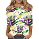 thumbnail image 2 of RKSTN Mardi Gras 3/4 Sleeve T Shirts for Women Top Oversized Crewneck Carnival Mask Print 3/4 Length Sleeve Shirt Womens Casual Round Neck Mask Tuesday Carnival Party Three Quarter Sleeve Tee Shirt, 2 of 5